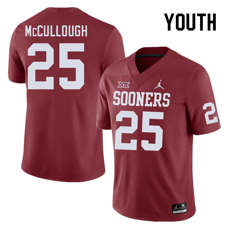 Youth #25 Daeh McCullough Oklahoma Sooners College Football Jerseys Stitched Sale-Crimson